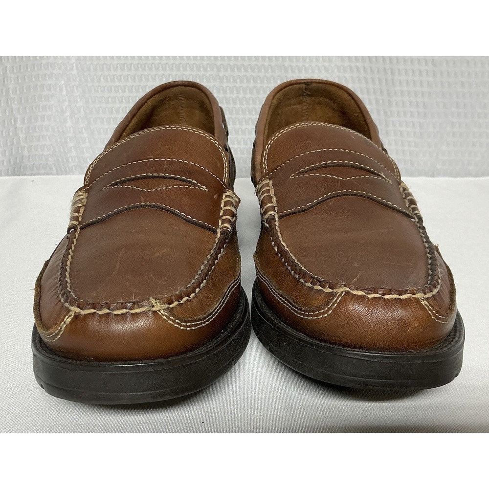 Vtg Bass Flex Commodity Mens Size 10.5m Shoes Leather Penny Loafers Brown Euc View 4